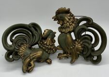 Vintage Pair Rivaling Roosters Wall Plaques by Universal Statuary Corp Chalk picture