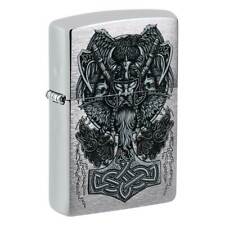 Zippo Windproof Lighter Viking Design Brushed Chrome 49777 picture