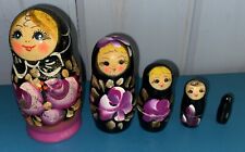 Russian Matryoshka Nesting Stacking Dolls 5 Pieces Hand Painted 4”H picture
