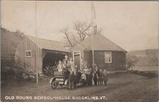 Old Round Schoolhouse Brookline Vermont Kids On Car RPPC 1918 RPO PM Postcard picture