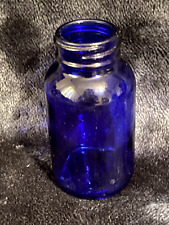 Vintage Unbranded Cobalt Blue Glass Bottle, Wide Mouth, 3.75'' Tall picture