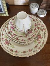 Antique 6 Pce Dinner Set Alfred Meakin “Rosecliffe” 18KT Solid Gold Border. picture