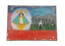 1950s Mexican Ex Voto Painting on Tin, Farmer with his Corn, Retablo Folk Art picture