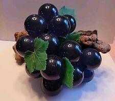 MCM Large Grape Cluster on Driftwood Vine Dark Blue/purple Lucite 1960's picture