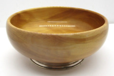 Vintage Turned Blonde Maple Wood 9” Bowl with Sterling Silver Base, Mid Century picture