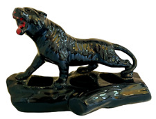 Vintage Black Panther 3 Hole Planter Large Statue Figure Retro Jaguar Ceramic 9