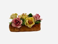 Coalport Bone China Pink Yellow Roses on Log Made in England 2.5 X 1.5 Inch picture