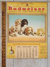 Rare WW2 1941 Budweiser Calendar Litho Sign Poster Bottle Can Hanger Vintage  picture