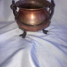 Vintage GEKRO Hammered Copper 5 Inch Kettle Cauldron Wrought Iron Handle Germany picture