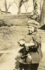 YA69 Vintage Photo CHILD ON WOODEN SCOOTER, Kingston NY c Early 1900's picture