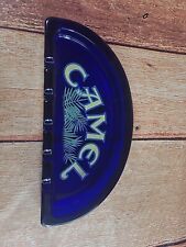 Camel Cigarettes Half Moon Shaped Vintage Cobalt Blue Glass  Ashtray Trinket Vtg picture