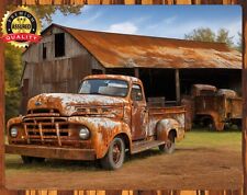 Ford F-Series - Vintage - Rusted Truck On Farm - Metal Sign 11 x 14 picture