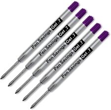 5 Parker Style Ballpoint Pen Refills, .7mm, Gel Ink, Purple Ink picture