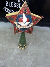 Christmas Metal Star Tree Topper Dove Peace Decorative Painted Folk art Like picture
