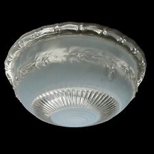 VINTAGE CEILING LIGHT LAMP SHADE GLOBE 3 Hole Floral Blue Frosted Glass #174 picture
