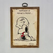 Vintage Plaque Peanuts Schulz Charlie Brown Snoopy Happiness Is Having A Friend picture