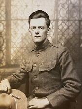 1918 WWI RPPC: U.S. SOLDIER IN UNIFORM antique real photo postcard VERSION NO. 2 picture