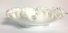 Vintage Fenton Silver Crest Milk Glass Ruffled Bowl Dish 8 1/2  No Pedestal picture