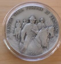 Mexican Bandit Poncho Villa Pursued by Gen. Pershing Pewter Medal in Capsule picture