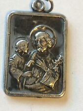 Vintage Sterling Silver Saint ST Joseph Engraved Pendant Medal Religious picture
