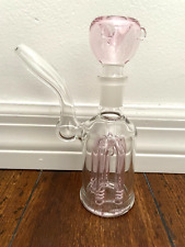 6.5” Glass Water Pipe Mini Bubbler 5arm Perc Pink 18mm picture