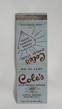 Vintage Cole's Jewelry Store Matchbook Cover Hickory NC Advertising Empty picture
