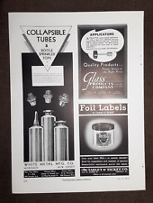 1935 WHITE METAL TUBES Magazine AD~Hoboken NJ~TABLET & TICKET Foil Label/Chicago picture