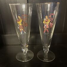 Vintage 50s Libbey Scottish Highlander Stemmed Pilsner Glass ~ Set of 2 Glasses picture