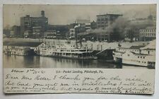 1906 PA Real Photo RPPC Postcard Pittsburgh Packet Landing docks ships steamers picture
