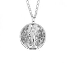 Sterling Silver Round Contemporary Miraculous Medal with Chain, 1.3 Inch N.G. picture
