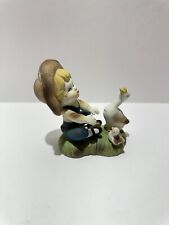 Vintage 1950's Biscuit Porcelain Figurine Farmer Boy & Geese Germany Rare mint picture