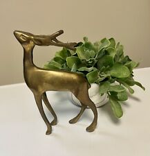 Vintage Brass Deer Statue Figurine 6 Inch MCM picture