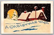 Christmas Wish Winter Scene Antique Embellished Postcard PM Breinigsville PA WOB picture