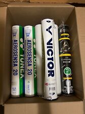 11 Used Tubes of Shuttlecocks (12 pack per tube) Yonex, Victor, Aeroplane picture