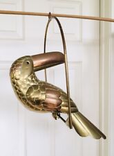 Vintage Sergio Bustamante Large Toucan Bird Sculpture on Perch Brass & Copper picture