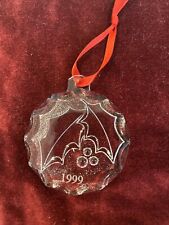 Orrefors Sweden 1999 Christmas Holly Day Crystal Glass Ornament with Bag Box picture