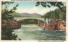 Vintage Postcard 1930's Chittenden Bridge & Mt. Washburn Yellowstone Park County picture