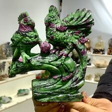 2.98LB Natural green ruby zoisite (anylite) hand carved bird crystal therapy picture