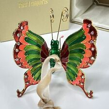 Pier 1 Imports Cloisonne Butterfly with Bouncy Wings Multi Colored w Rhinestones picture