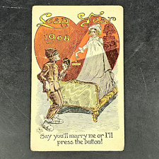 ANTIQUE 1908 D.P. CRANE POST CARD LEAP YEAR ROMANTIC HUMOR COMIC LITHO POSTED picture