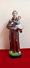 Terracotta Antique Vintage St Anthony of Padua Jesus Christian Statue Figurine picture
