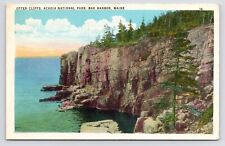 1930s Otter Cliffs Ocean Acadia National Park Vtg Bar Harbor Maine ME Postcard picture