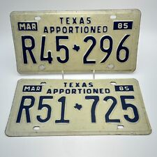 VTG Texas License Plate Apportioned 1985 Blue Embossed R45-296, R51-725 LOT of 2 picture