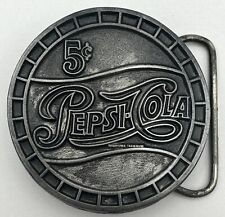 Vintage Pepsi Cola 5 Cents Round Belt Buckle Pewter Buckles America Bottle Cap picture