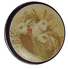 Easter Vintage Pictorial Spring Scenes  Bunny Rabbit Metal Tin Candy Treat Decor picture