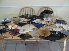 HUGE DEALER JAPANESE ASIAN FOLDING FAN LOT (   37 DIFF  ) SOME HAND PAINTED RARE picture