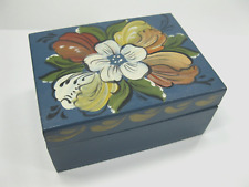 Decorative ROSEMALING PAINTED Trinket Box Vintage Signed by PAT VIRCH picture