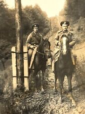 1940s ORIGINAL Snapshot Soviet Era Border Guards Foresters on Horses Photo picture