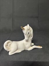 Vintage Enesco Unicorn Figurine with Gold Horn Ceramic Resting picture