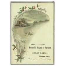 Antique c 1880s Ranges & Furnaces Victorian Trade Card Rockland MA Hedge & Hall  picture